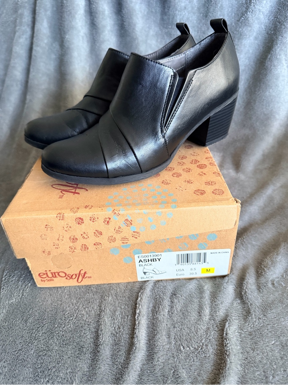 EuroSoft by Söfft Ashby Black Ankle Booties Heels Size 8.5 M